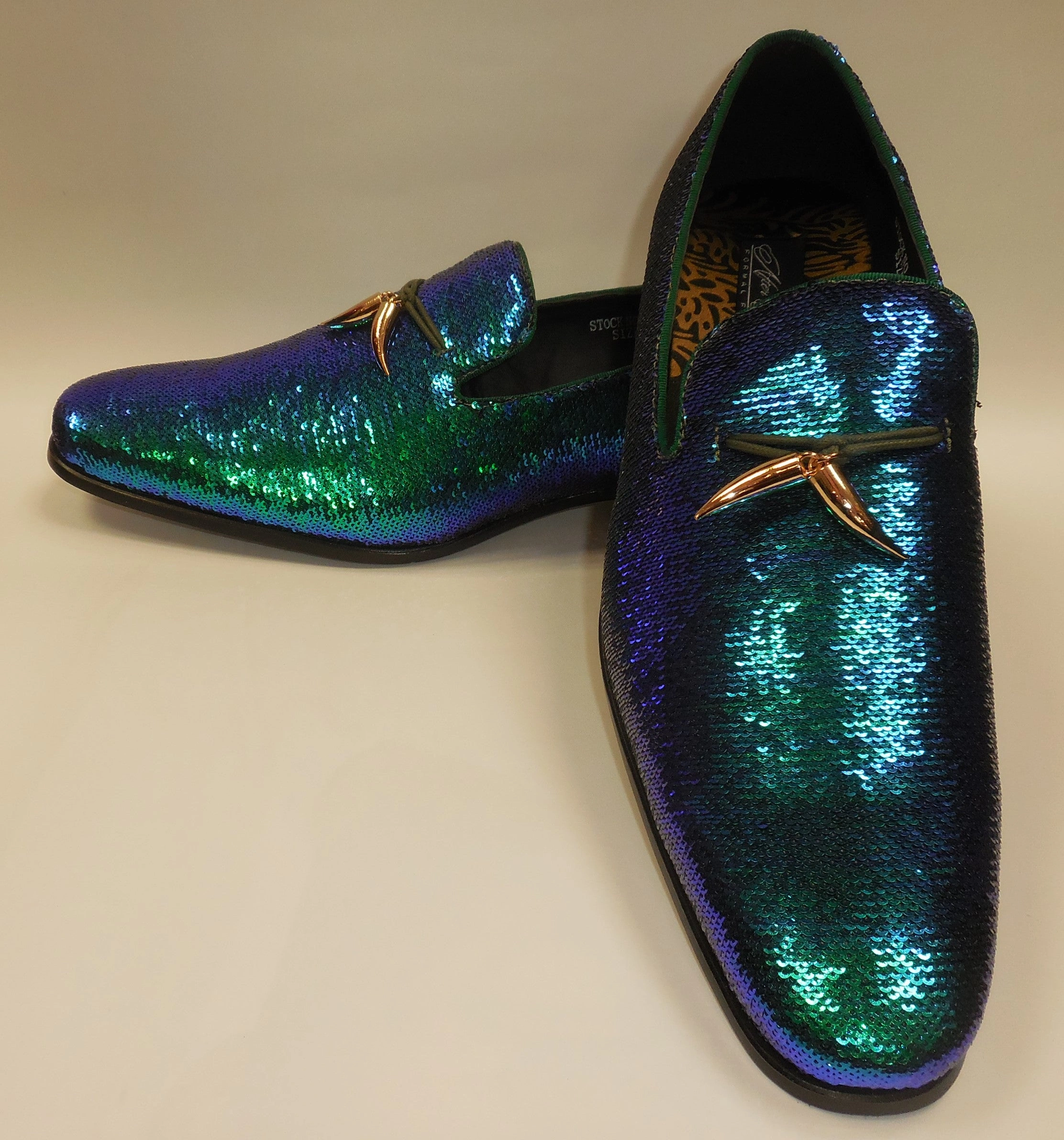 Chaussures Homme Scintillantes Vert-Violet Changeant: Magie Nocturne, Élégance Audacieuse, Style Unique!